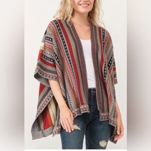 Raj Cora Stripe Poncho Boho Women One Size New Without Tag